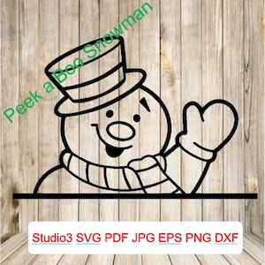 Gluur sneeuwpop || Peek a Boo Snowman || Christmas || instant DOWNLOAD || STUDIO3, SVG, pdf, eps, jpg, png, dxf