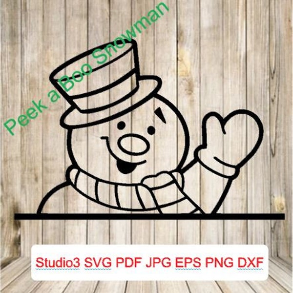 Gluur sneeuwpop || Peek a Boo Snowman || Christmas || instant DOWNLOAD || STUDIO3, SVG, pdf, eps, jpg, png, dxf