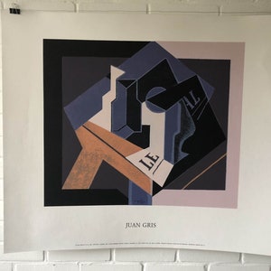 Grande manifesto originale, 1990, Juan Gris, Frutero y Frasco, Zamorani, manifesto dell'artista, arte, vintage, frutta, vetro, natura morta, cucina, decorazione, bianco