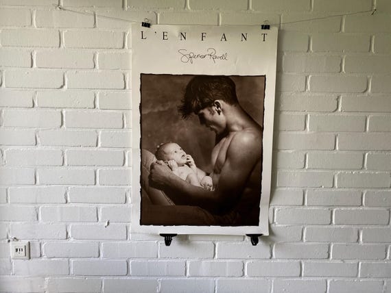 Original Poster, L' Enfant, Spencer Rowell, 1986, photography, art, poster, Athena Posters, retro, vintage, man, baby, black and white, father