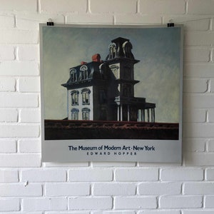 Poster originale, 1985, Edward Hopper, House by the Railroad, New York, Museum of Modern Art, design, vintage, cielo, casa, artista, arte
