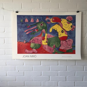 gran cartel original, Joan Miró, Ubi Roi, Biblioteca del Congreso, exposición, vintage, gráfica, cubismo, museo, arte, pintura, decoración de paredes