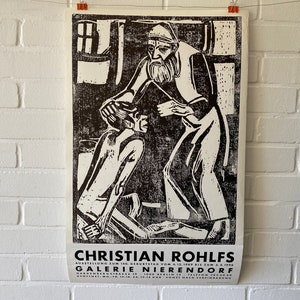 Original Poster, 1989, Christian Rohlfs, Prodigal Son, Exhibition, Berlin, Gallery Nierendorf, Woodcut, Vintage, Father, Son, Art