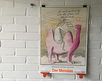 Original Poster, 1988, Friedrich Karl Waechter, The Messiah, Play, Saying, Theater, Dortmund, 1980s, Vintage, Decoration, Home, Camel