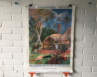 Original Poster, Paul Gauguin, Black Pigs, 1989, Exhibition, Retro, Munich, Palm Tree, French Art from Budapest, Vintage