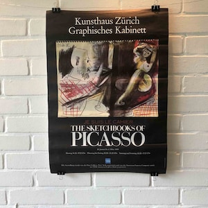 Cartel original, 1989, Picasso, Kunsthaus Zurich, Vintage, Boceto, Mujer, Dibujo, Suiza, Zurich, Gráfico, Museo, Exposición, Arte