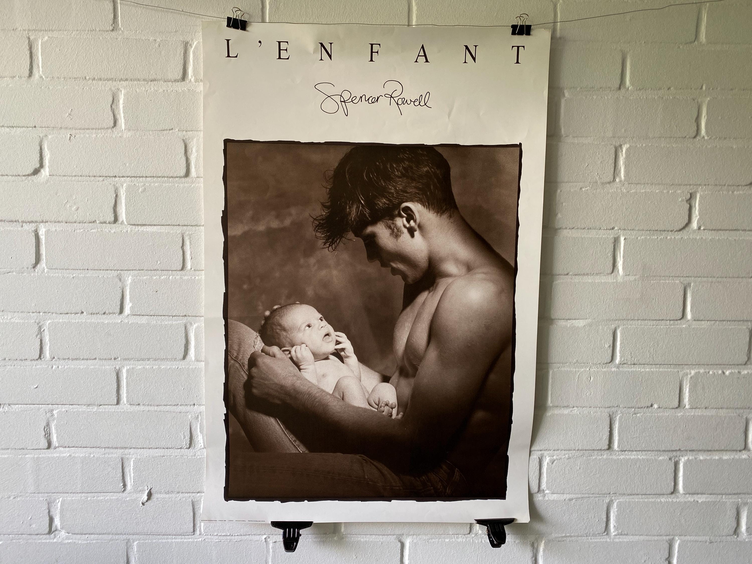 Original Poster, L&#39; Enfant, Spencer Rowell, 1986, photography, art, poster, Athena Posters, retro, vintage, man, baby, black and white, father