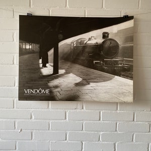 Cartel original, 1989, estación de Paddington 1937, retro, blanco y negro, locomotora, estación, sol, reloj, tecnología, vintage, decoración, Francia