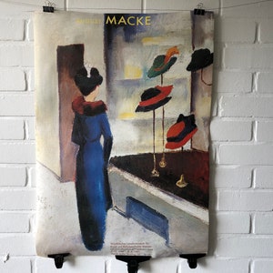 Poster originale, 1987, August Macke, Münster, espressionismo, Blauer Reiter, cappello, donna, vintage, regalo, decorazione, arte, pittura, abito