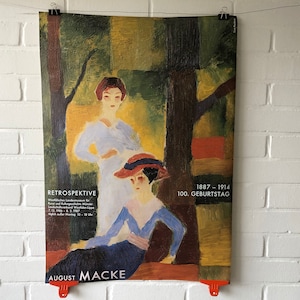 Original Poster, 1986, August Macke, Ausstellung, Museum, Kleid, Hut Münster, Expressionismus, Blauer Reiter, Vintage, Frühling, Deko, Park