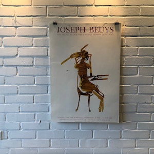 Manifesto originale, 1988, Josef Beuys, Mostra, Libro segreto di Tubinga, Artista, Mostra, Inchiostro, Schizzo, Irlanda, Sedia, Marrone, Vintage