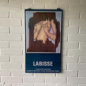 Cartel original, 1979, Félix Labisse, exposición, París, surrealismo, mujer, anillo, pulsera, busto, vintage, arte, valla, madera, decoración, mujer