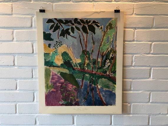 Original Poster, Henri Matisse, La Berge, Kunstmuseum Basel, Max Jaffé, Wien, Künstler, Vintage, Print, Ufer, Fluss, Frau, Natur, Idylle