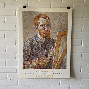Cartel original, 1989, Cornel Bierens, homenaje a Vincent van Gogh, retrato, Amsterdam, artista, arte, vintage, decoración, collage, foto, colorido