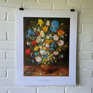 Cartel original, Jan Brueghel el Viejo, Flores en un jarrón marrón, Vintage, Naturaleza muerta, Flores, Ramo, Pintura, Decoración, Arte, Barroco, Pintura,