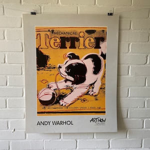 Manifesto originale, Andy Warhol, Terrier meccanico, Pop Art, Art Now, Galleria, Svezia, Giocattolo, Cane, Vintage, Arte, Mostra, Museo