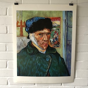 Cartel original, Vincent Van Gogh, Autorretrato con oreja vendada, Impresión de arte, Vintage, Londres, Reproducciones Shorewood, Artista, Deco