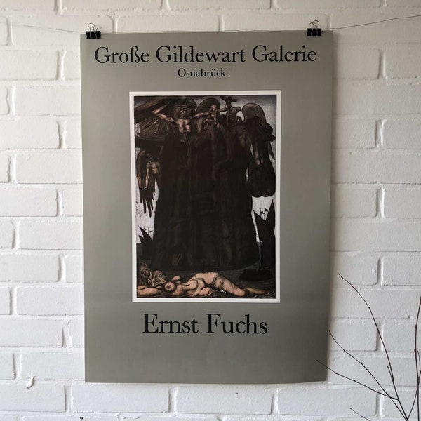 Original poster, Ernst Fuchs, Große Gildewart Galerie, Osnabrück, 1980s, fantasy, retro, realism, Vienna, surrealism, vintage