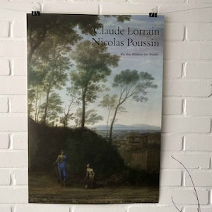 Cartel original, 1988, Claude Lorrain, Noli me tangere, exposición, Frankfurt am Main, idilio, paisaje, árbol, bosque, vintage, naturaleza