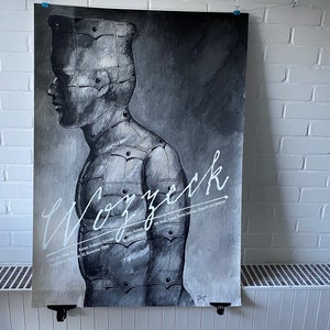 Large original poster, 1986, Wozzeck, Opera, Alban Berg, Stadttheater Bern, Woyzeck, Georg Büchner, Theater, Poster, Vintage, Decoration, Sketch