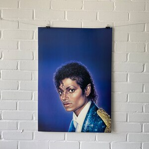 Cartel Original, Años 80, Michael Jackson, Fan, Cartel, Música, Pop, Vintage, Decoración, Hogar, Retrato, Dibujo, Azul, Retro, Estrella,
