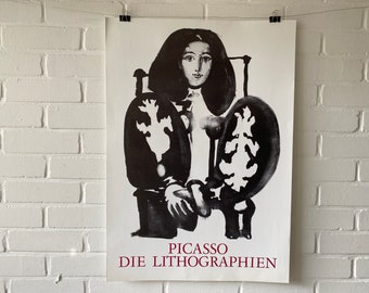 Original Poster, Pablo Picasso, 1990s, Woman, Chair, Sketch, Vintage, Purism, Graphic, Lithograph, Decoration, Home, Living, Art, Artist