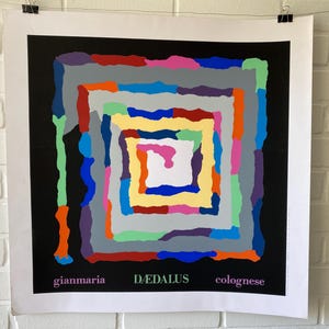 Poster originale, Gianmaria Coloniase, Daedalus, serigrafia, Italia, retrò, vintage, decorazione, casa, arte, Firenze, colorato, astratto, giallo, rosso