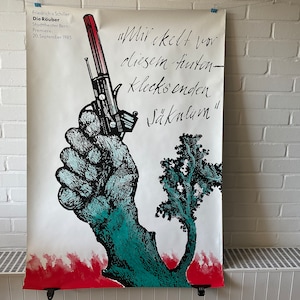 Gran cartel original, 1985, Los ladrones, Friedrich Schiller, Teatro Municipal de Berna, obra de teatro, vintage, decoración, hogar, boceto, gráfico, retro