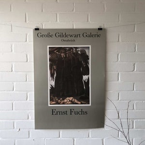 Póster original, Ernst Fuchs, Große Gildewart Galerie, Osnabrück, década de 1980, fantasía, retro, realismo, Viena, surrealismo, vintage