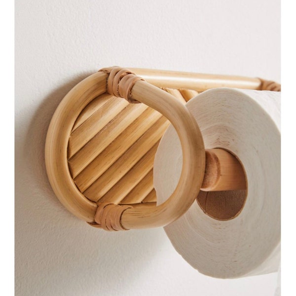 Rattan-Toilettenpapierhalter, Toilettenpapierständer, Handtuchhalter, Rattan-Papierhalter, Badezimmer-Dekor, hängender Papierhalter, Toilettenpapierhaken