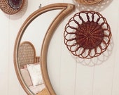 Luna Moon Shapes Rattan Mirror Cane Webbing Mirror Bamboo Wall Hanging Rattan Wall Decor