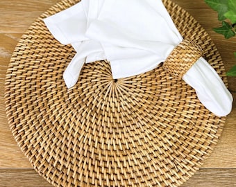 Handwoven Rattan Placemat – Bohemian Round Table Mat, Bali Craft