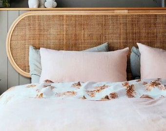 Square Cane Webbing Bedhead - Natural Rattan Handmade Headboard - Wall Mounted Headboard