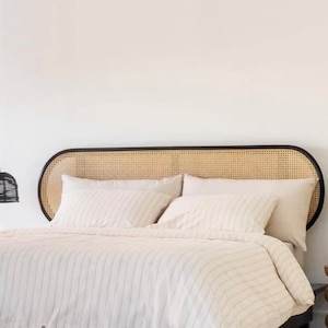 Natural Rattan Headboard, Black Headboard, Rattan Oval Headboard, Wall Mounted Bedhead, Bedroom Decor