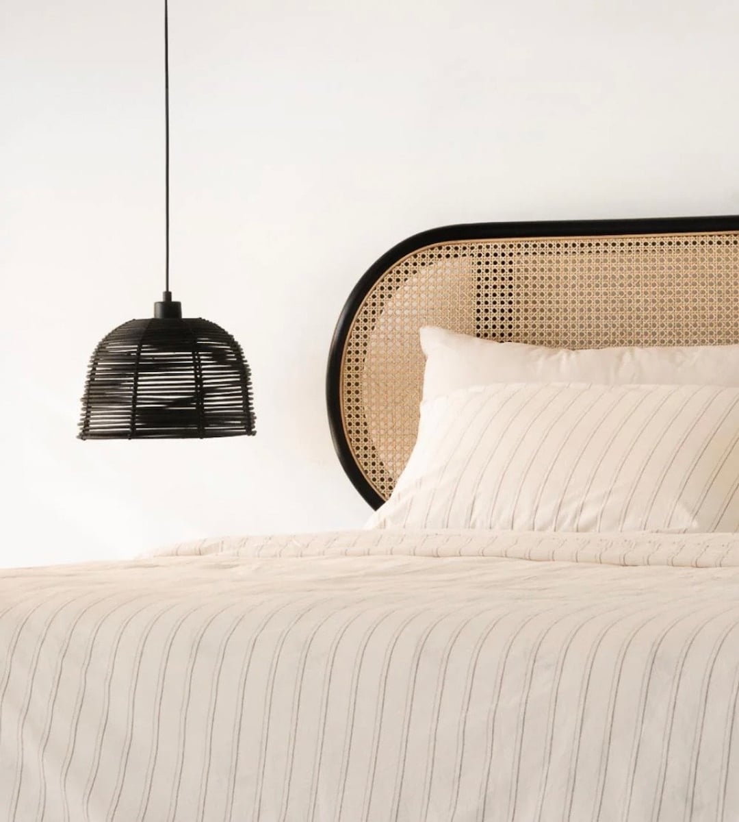 Rattan Black Frame Headboard - Natural Oval Frame Bedhead - Wall ...