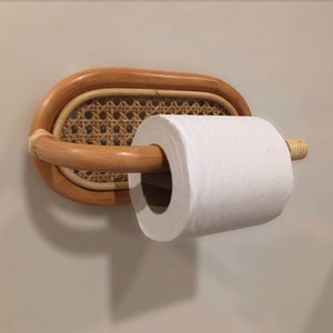 Rattan Toilet Paper Holder, Paper Roll Hanger, Rattan Bathroom Decor, Rattan Small Towel Hanger