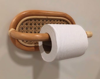 Rattan Toilet Paper Holder, Paper Roll Hanger, Rattan Bathroom Decor, Rattan Small Towel Hanger