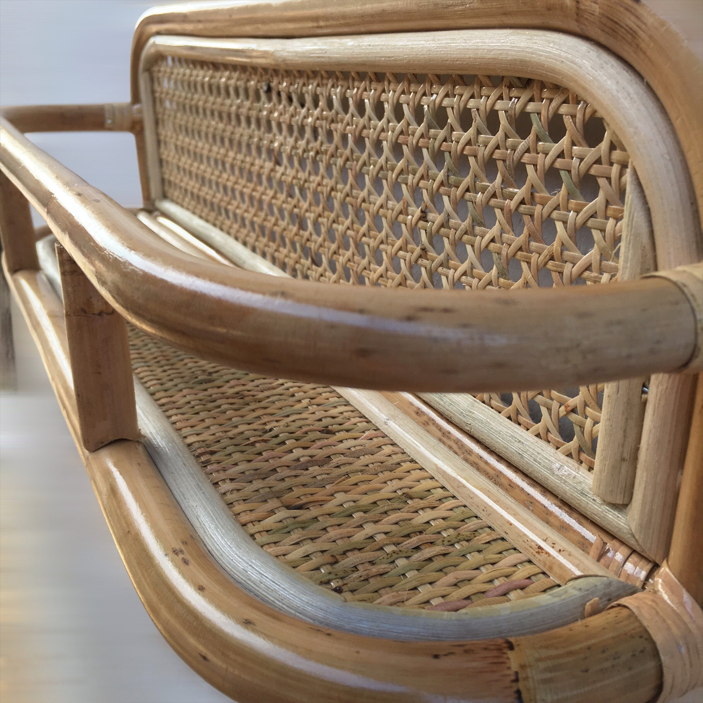 1960*s Big Size Vintage Style Shelf, 20 Inch, Cane Webbing Shelf