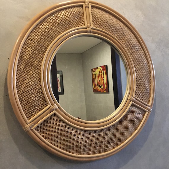 Rattan Round Mirror Rattan Circle Mirror Cane Square bing Etsy