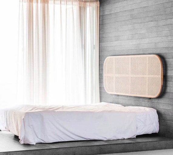 Rattan Cane Webbing Headboard, Wall Mounted Bedhead, Bamboo Bedroom Wall Decor