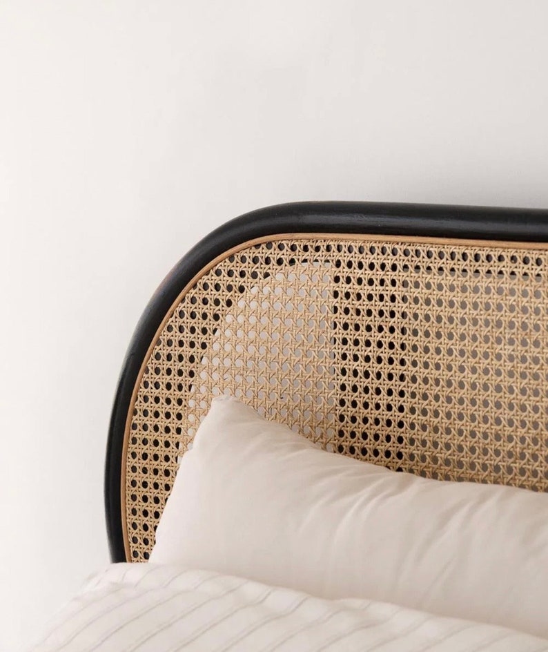 Rattan Black Frame Headboard - Natural Oval Frame Bedhead - Wall ...