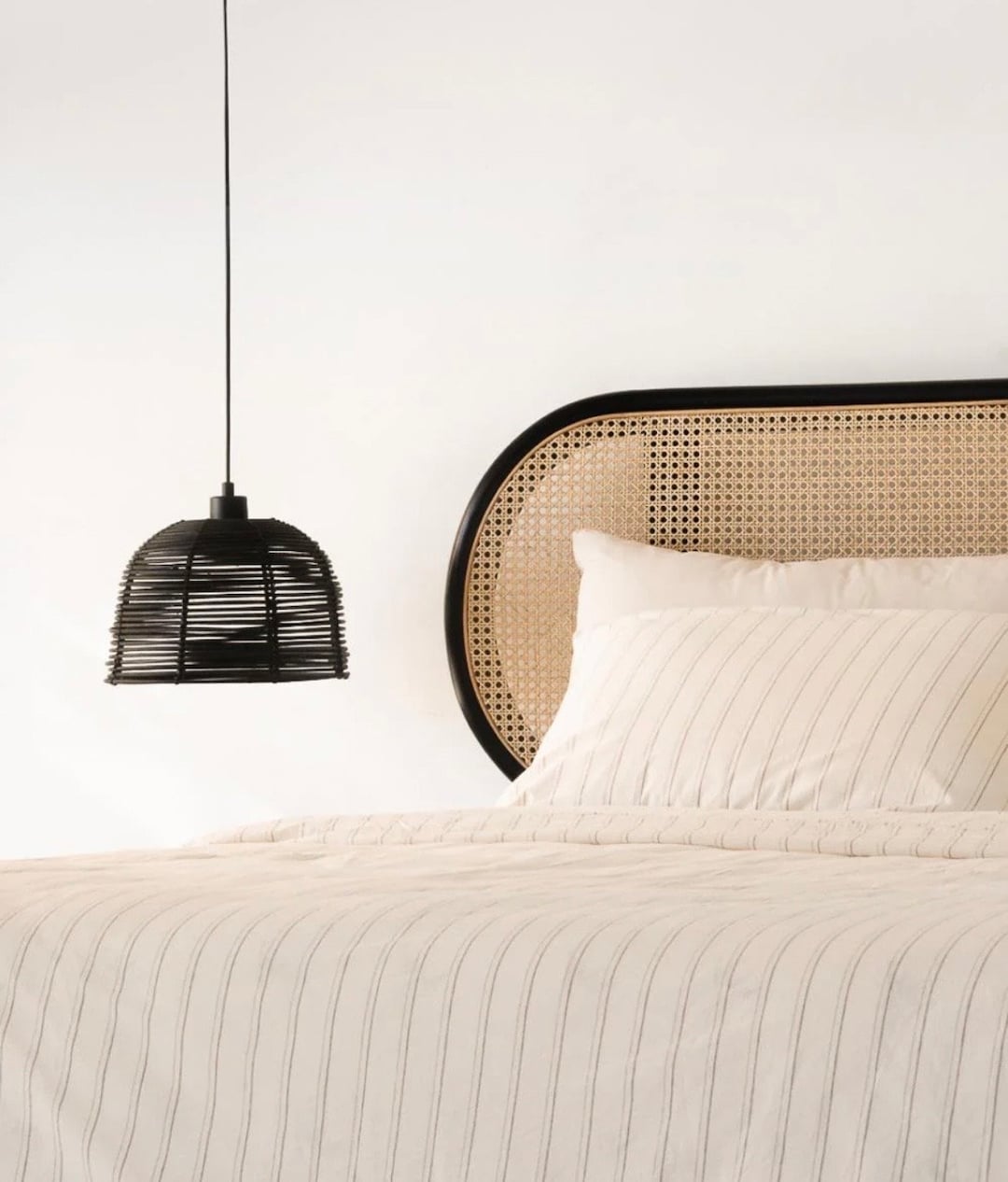 Natural Rattan Headboard, Black Headboard, Rattan Oval Headboard, Wall