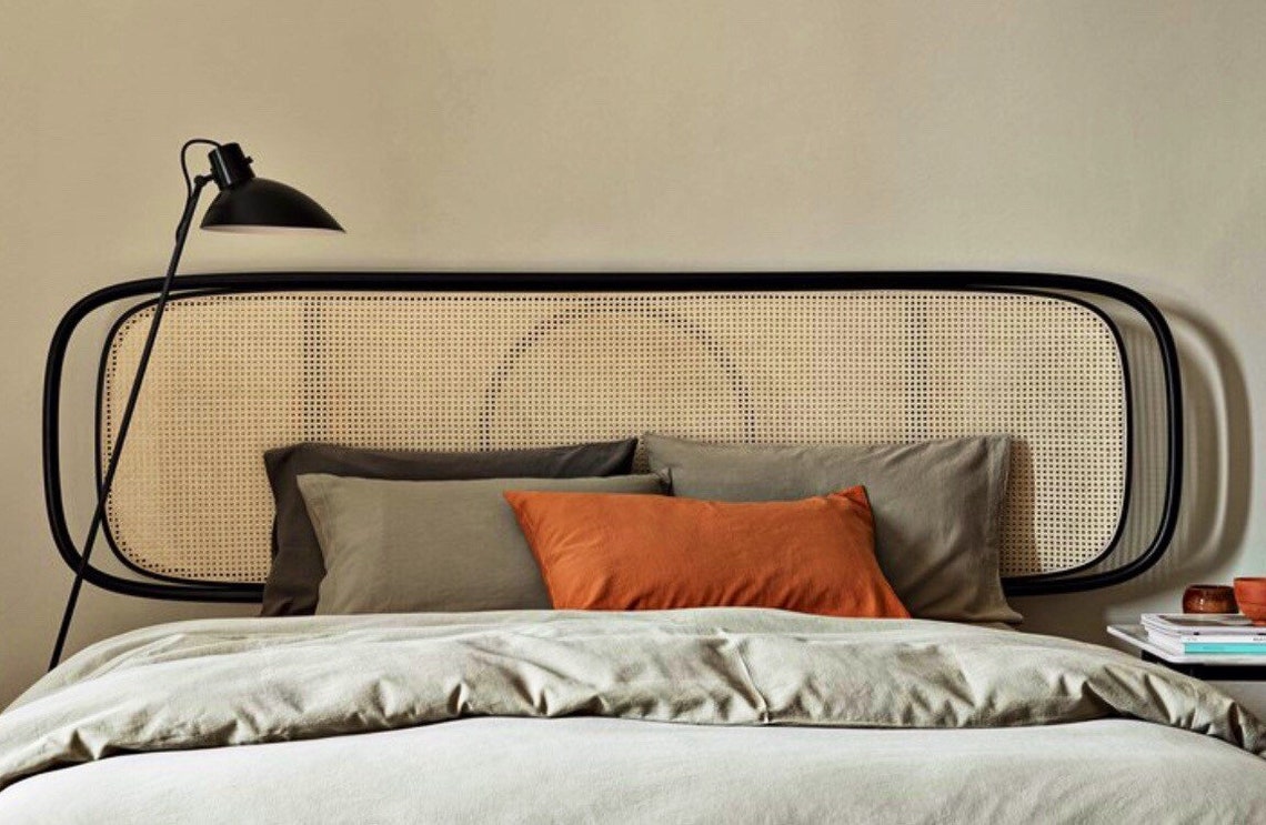 Rattan Black Headboard Natural Rattan Headboard Rattan Black Etsy