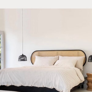 Natural Rattan Headboard, Black Headboard, Rattan Oval Headboard, Wall Mounted Bedhead, Bedroom Decor image 4