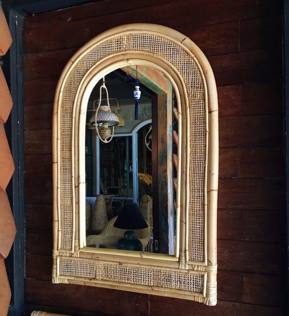 Rattan Large Mirror - Handwoven Vintage Style Arsh Mirror - Etsy