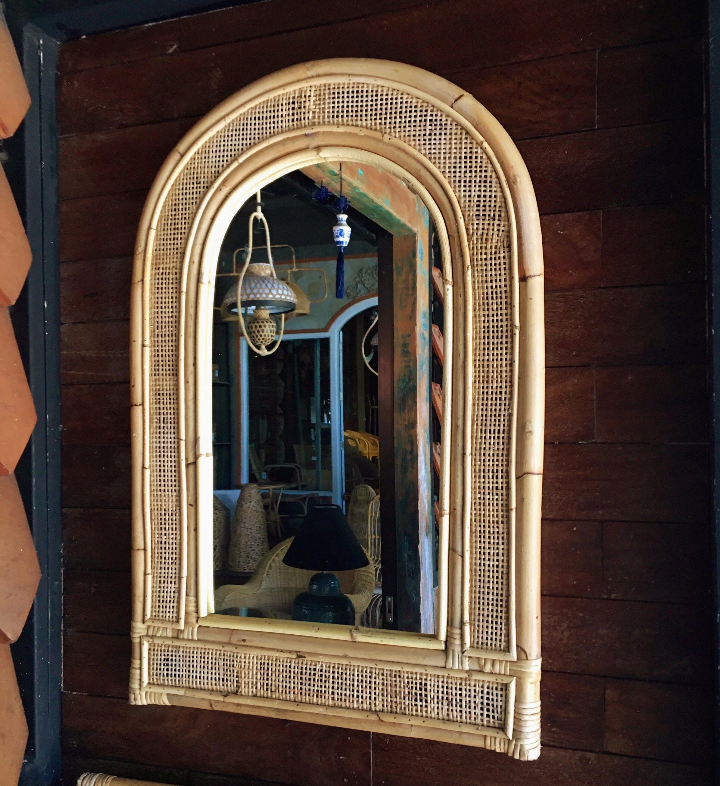 Rattan Large Mirror - Handwoven Vintage Style Arsh Mirror - Etsy