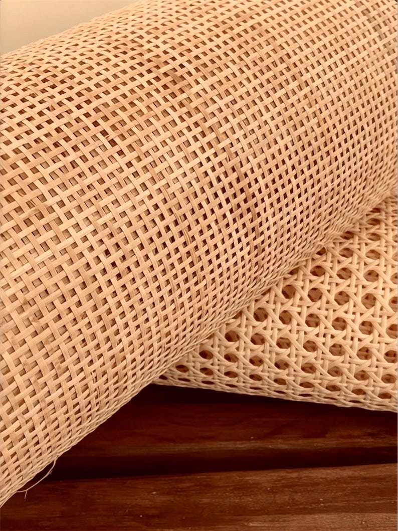 Rotolo di intreccio in rattan, trama quadrata naturale immagine 1