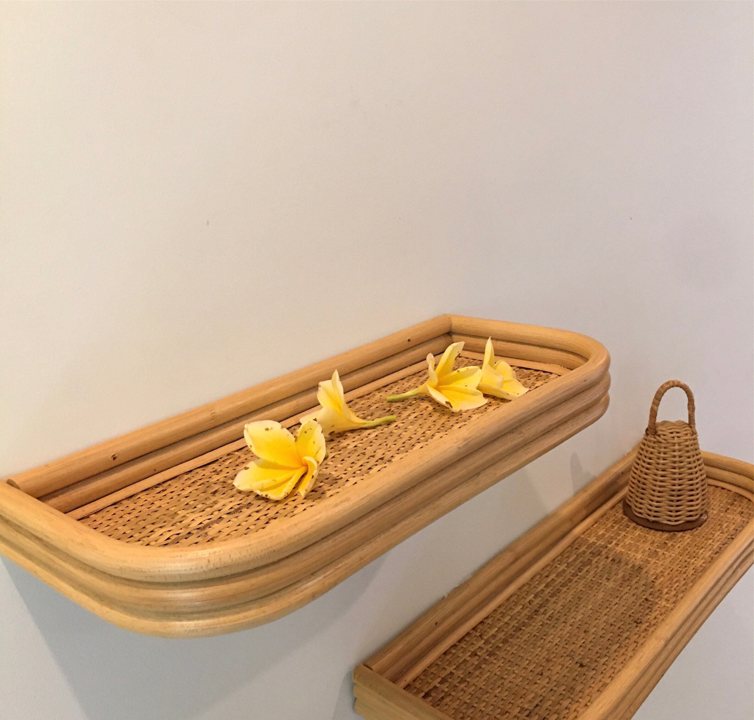 Rattan Wall Shelf Rattan Minimalist Shelf Rattan Simple Rack Etsy