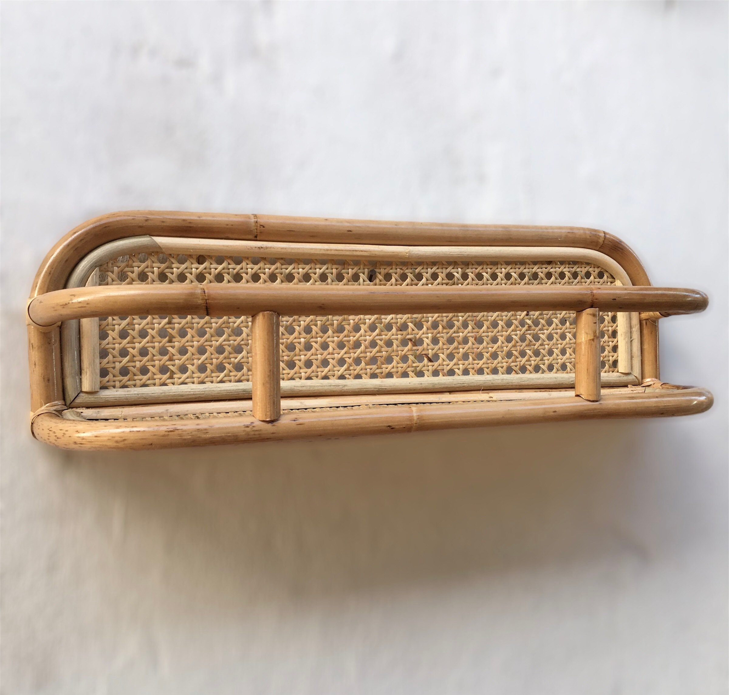 1960*s Big Size Vintage Style Shelf, 20 Inch, Cane Webbing Shelf