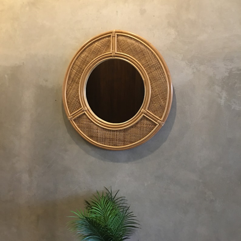 Rattan Round Mirror Rattan Circle Mirror Cane Square bing Etsy